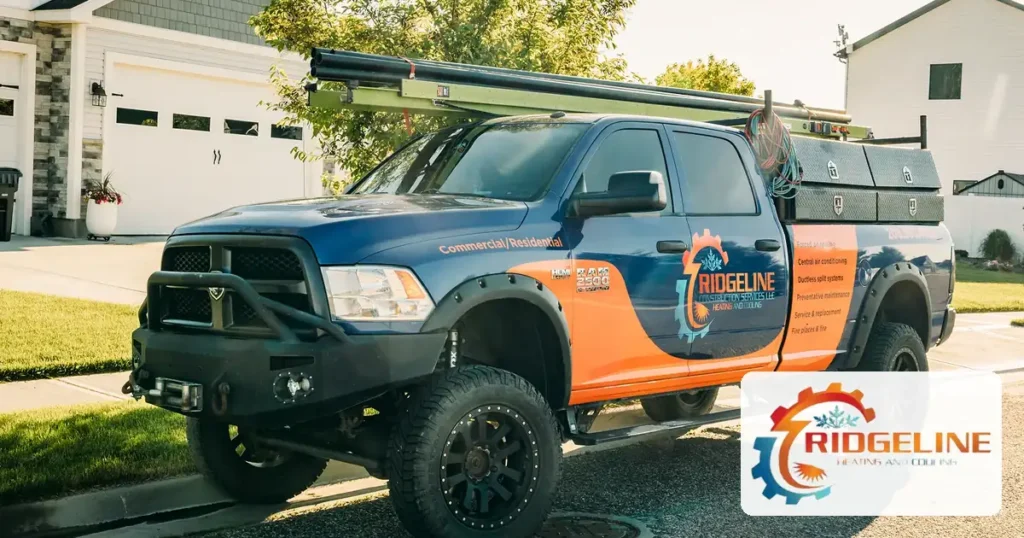 Ridgeline service truck parked for a permitted HVAC install